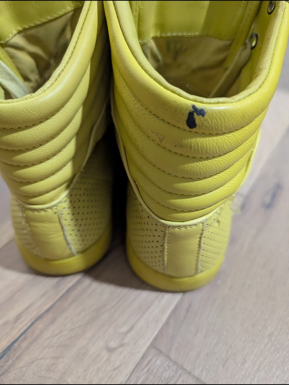 Gucci Yellow High-Top Sneakers with Raised Logo